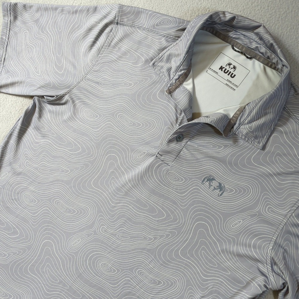 Kuiu Polo Performance Shirt Mens Large L Grey Slate Topo  Short Sleeve Southwire